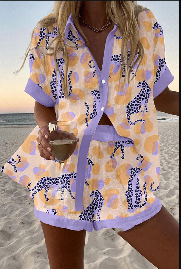 Reolia - Kort Linnedragt Med Leopardprint