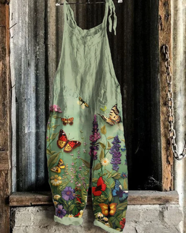 Jameela - Blomstret Jumpsuit Med Sommerfugle