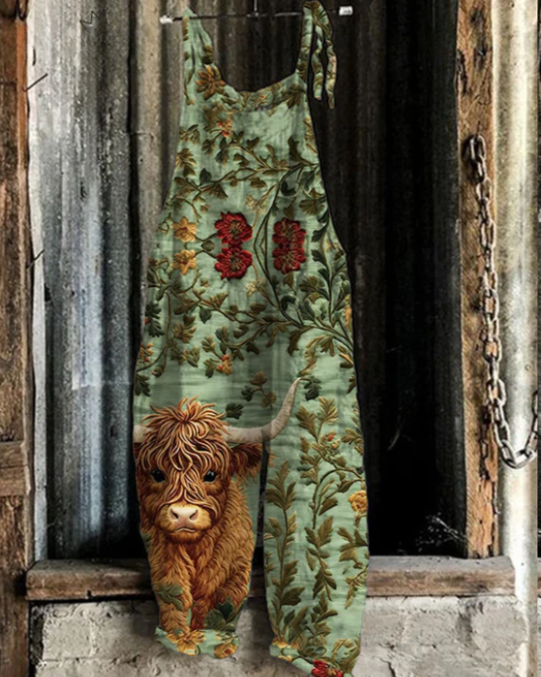 Buhle - Vintage Jumpsuit Med Blomsterbroderi