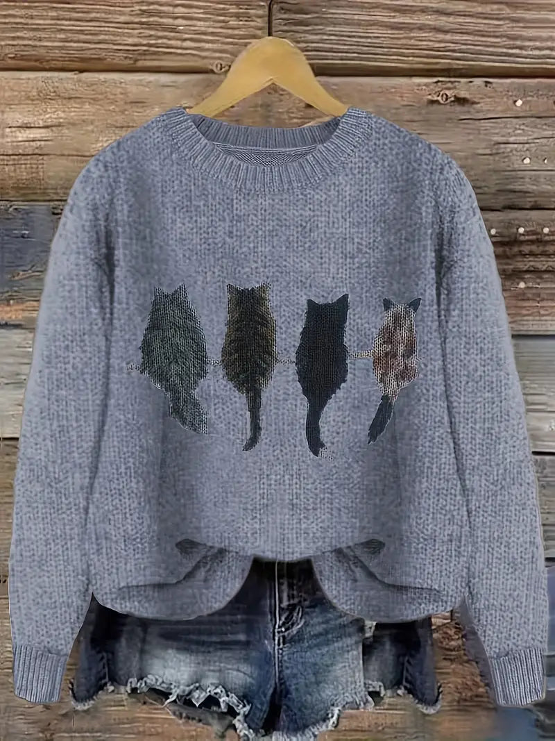 Urvana - Katte Udskriv Langærmet Sweater