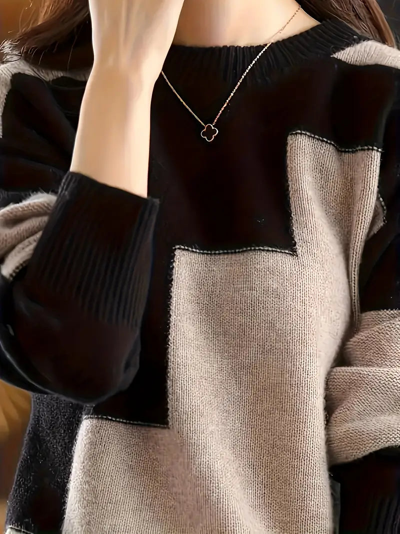 Gala - Elegant Langærmet Trøje Med Geometrisk Mønster