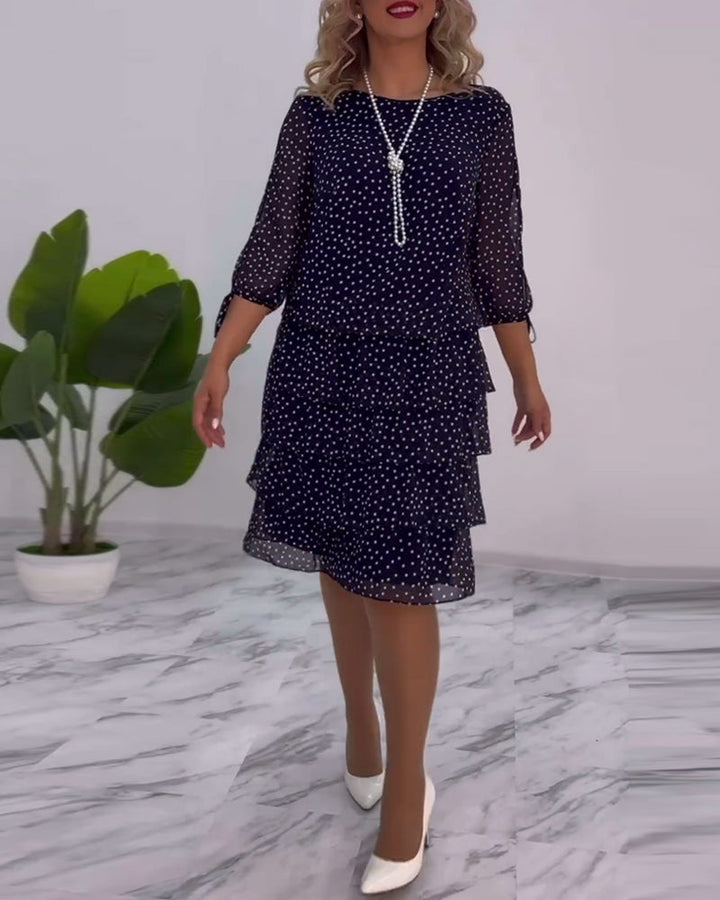 Eralyn - Polka Kjole Med Flæser Og Slidsede ærmer