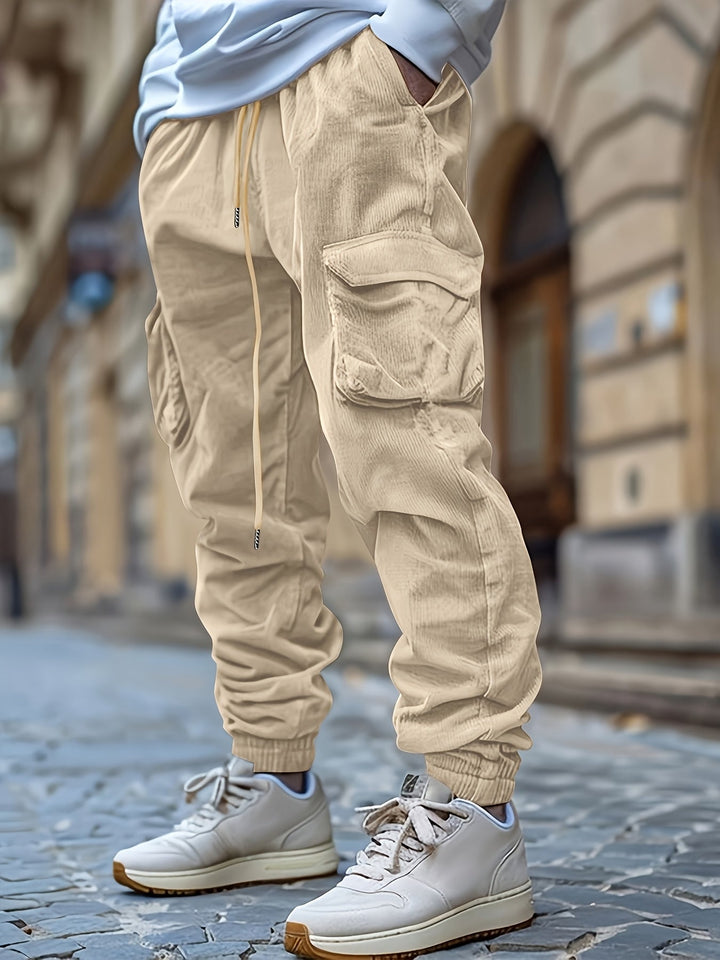 Genevieve - Corduroy Joggingbukser Med Snøre Taljen
