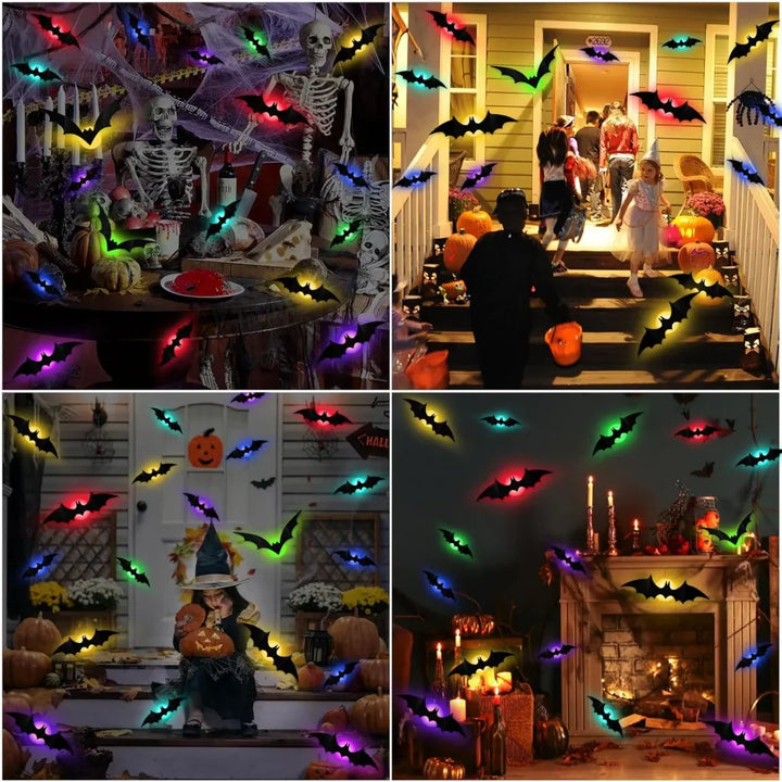 GlowWing - Lysende 3D Flagermus Halloween Vægdekorationsklistermærker