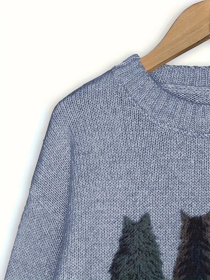 Urvana - Katte Udskriv Langærmet Sweater