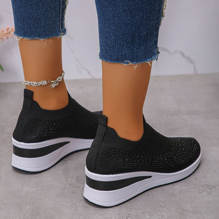 Loretha - Ortopædiske Kile Sneakers Med Net Krystal