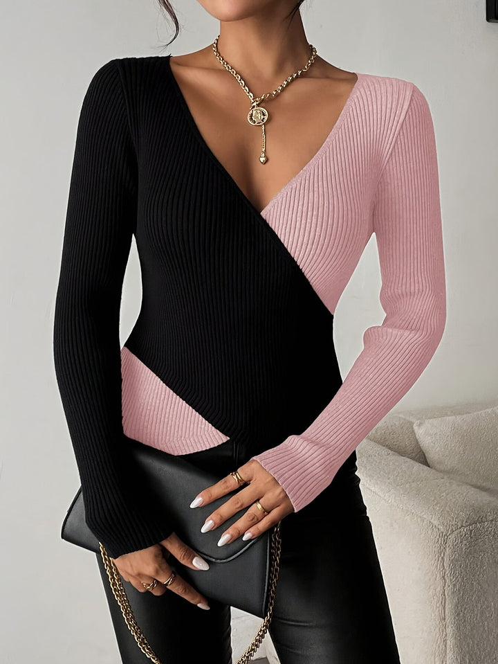 Rachel - V-Hals Strikket Bluse Med Topp