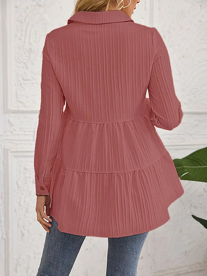 Majlinda - Stilfuld Langærmet Skjorte Med Knapper