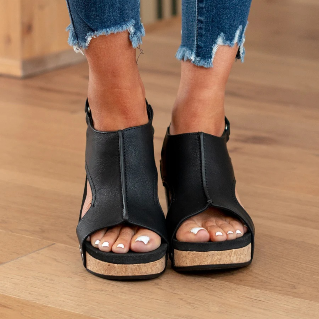 Makrina - Komfortable Sandaler Med Kilehæl