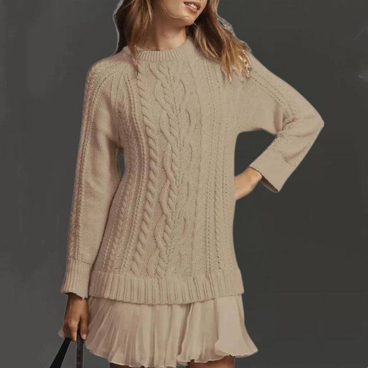 Kalena - Mini Sweater Kjole i Kabelstrik