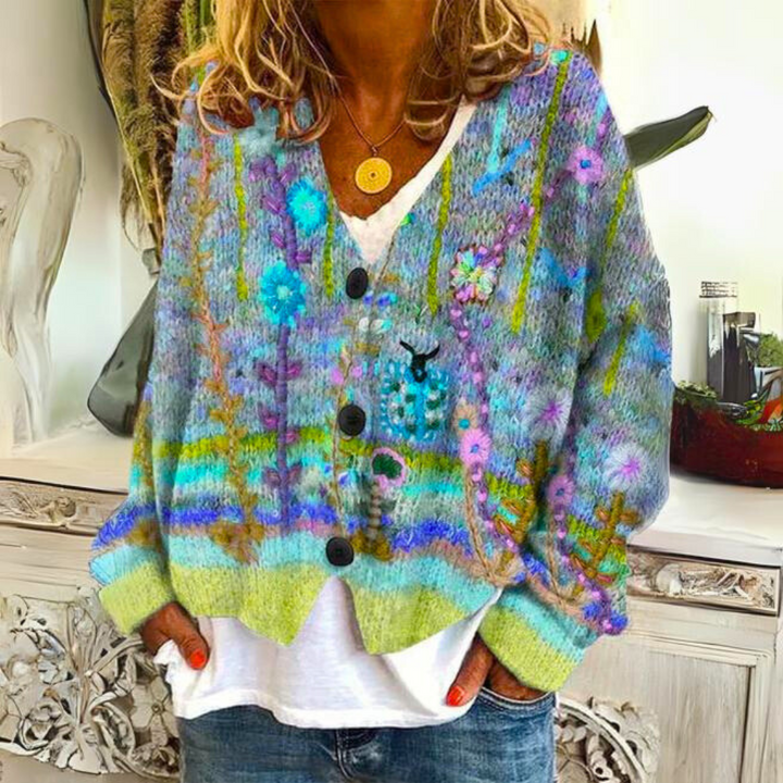 Evonna – Hyggelig og Farverig Strikket Sweater