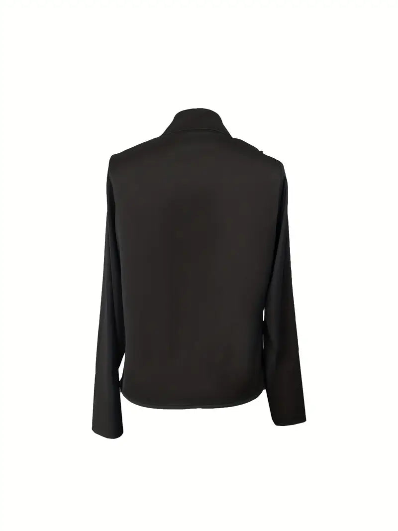 Nalora - Satin Bluse Med V-Hals Og Rynke Detaljer