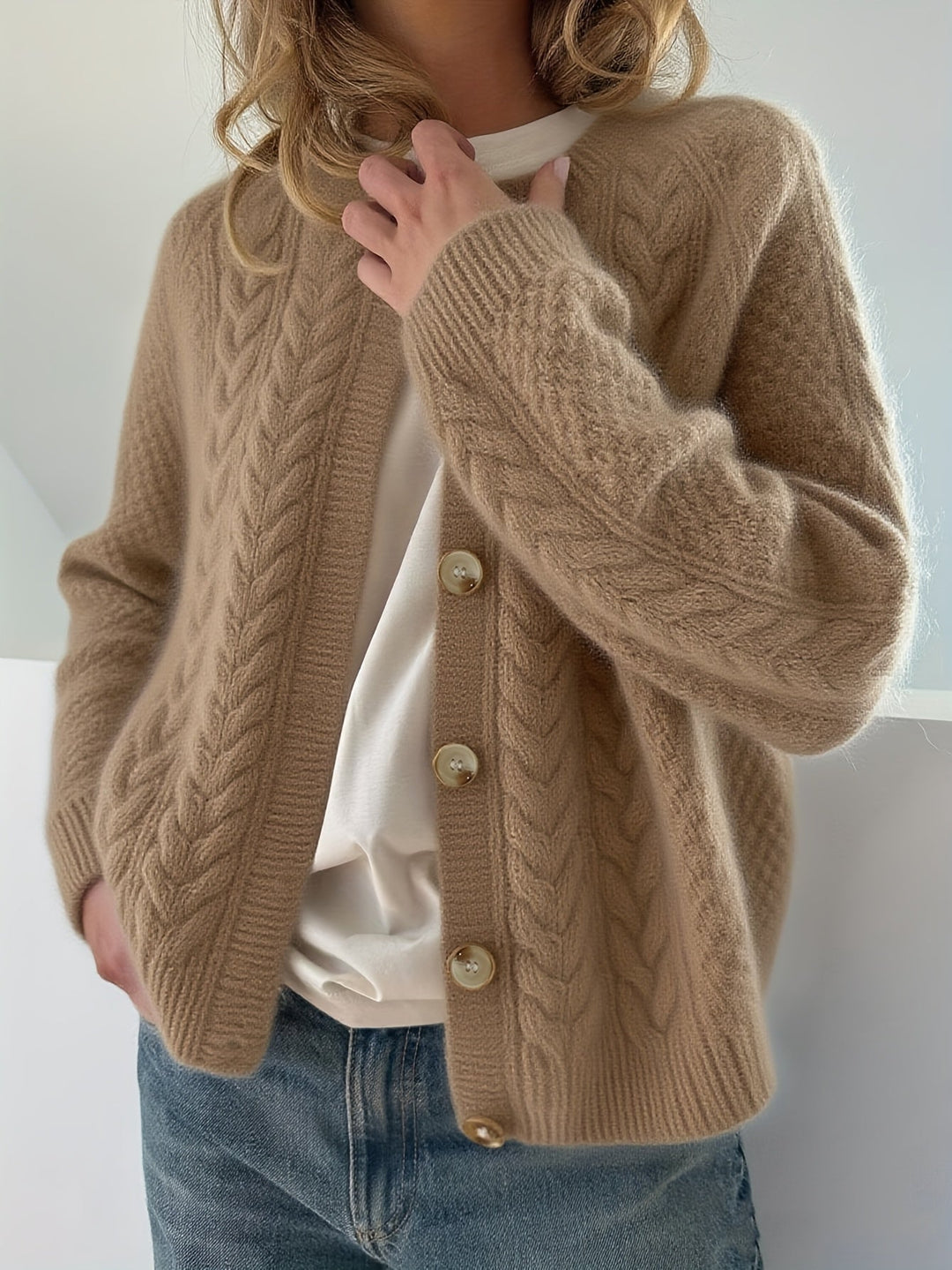 Dwina -  Kabelstrikket Cardigan Med Knapper
