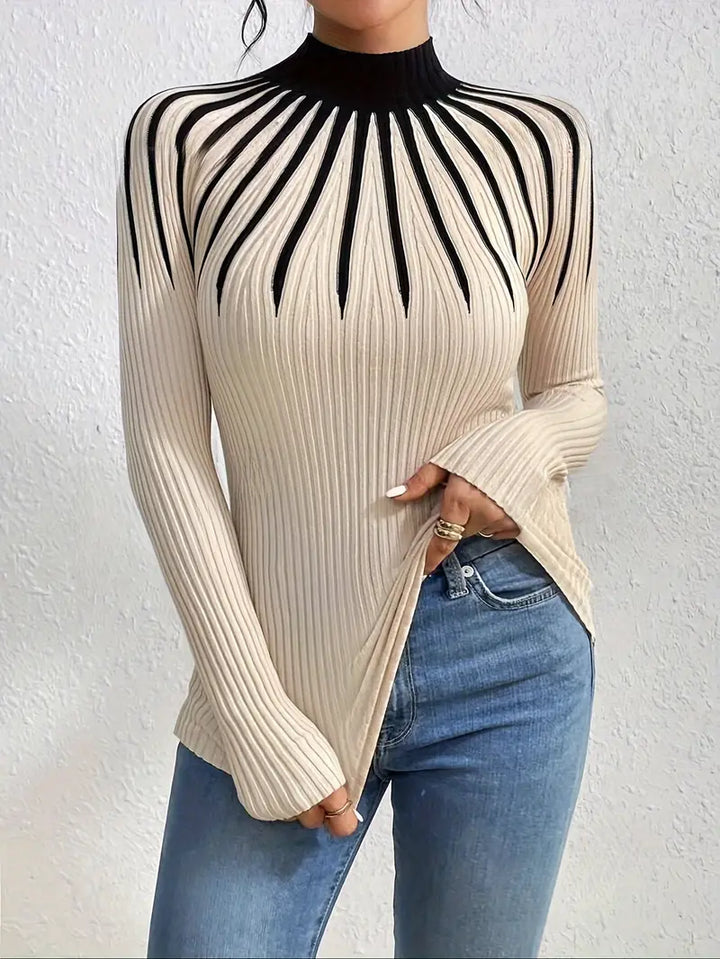 Maider - Elegant Langærmet Sweater Med Høj Hals