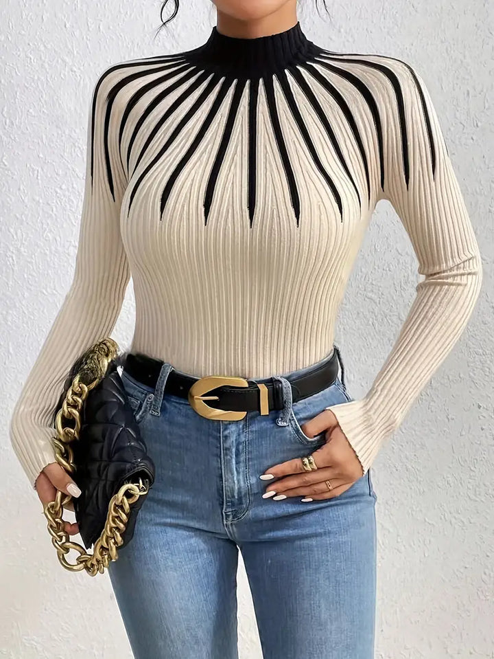 Maider - Elegant Langærmet Sweater Med Høj Hals