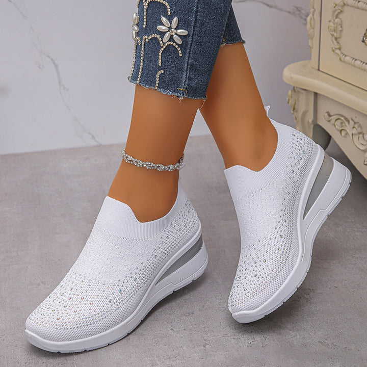 Loretha - Ortopædiske Kile Sneakers Med Net Krystal