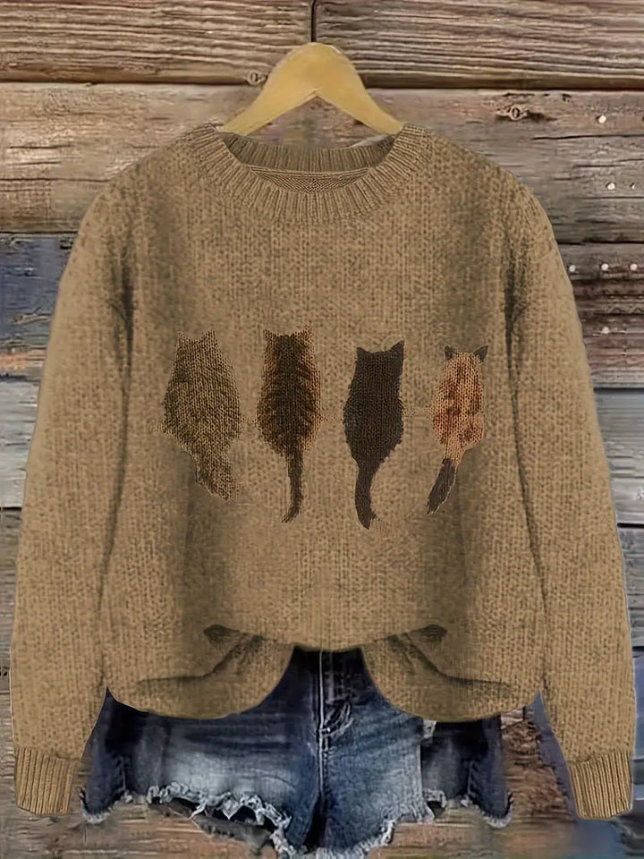 Urvana - Katte Udskriv Langærmet Sweater