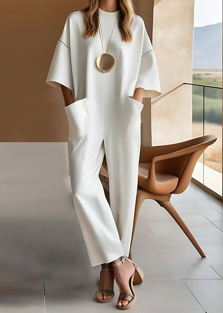 Elizina - Stilfuld Løs Jumpsuit Med Halve ærmer