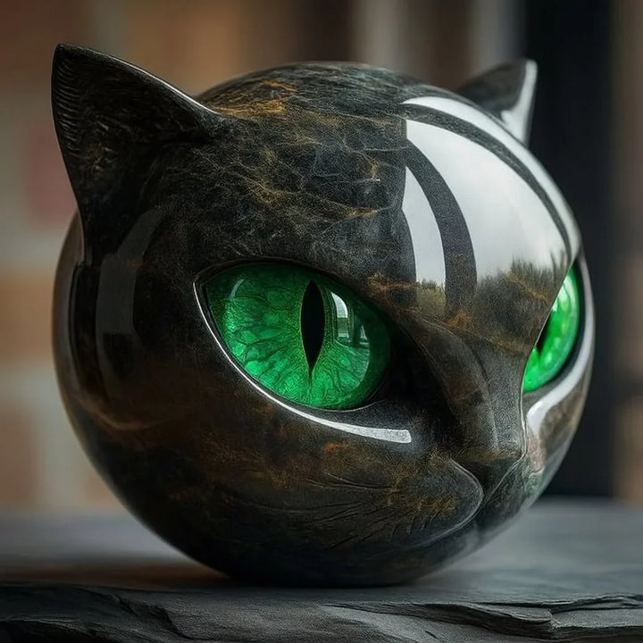 NyxCharm - Mystisk Sort Katte Hoved Skulptur