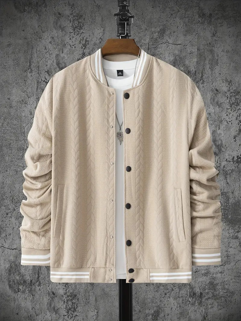 Felips - Stripe Decor Jacquard Baseball Jakke