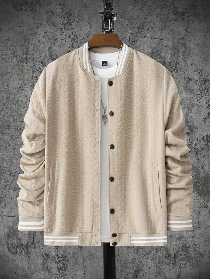 Felips - Stripe Decor Jacquard Baseball Jakke