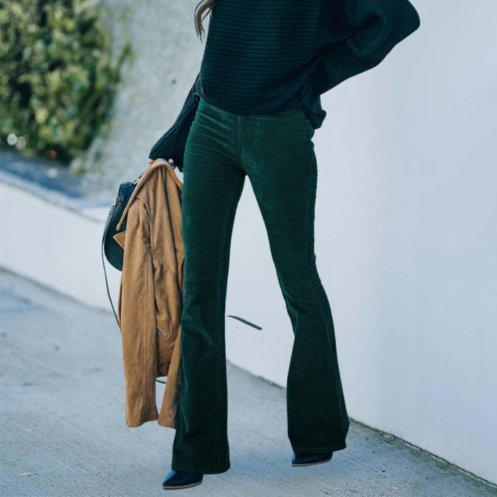 Udilia - Flarebukser Med Høj Talje i Fløjl