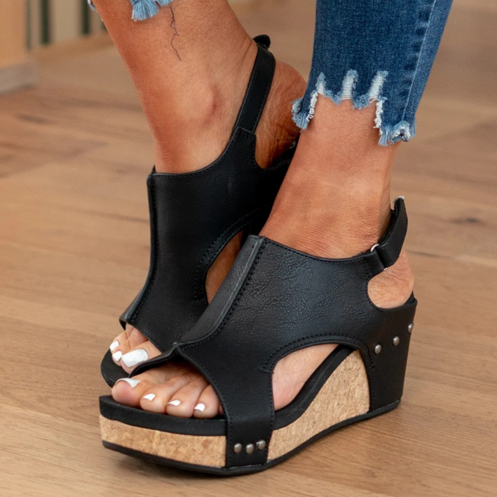 Makrina - Komfortable Sandaler Med Kilehæl
