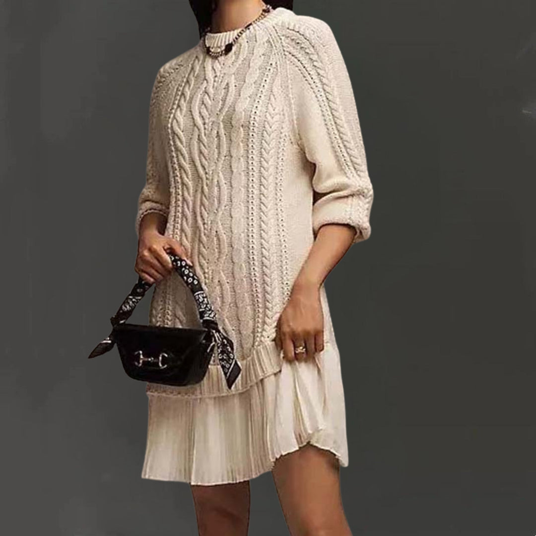 Kalena - Mini Sweater Kjole i Kabelstrik