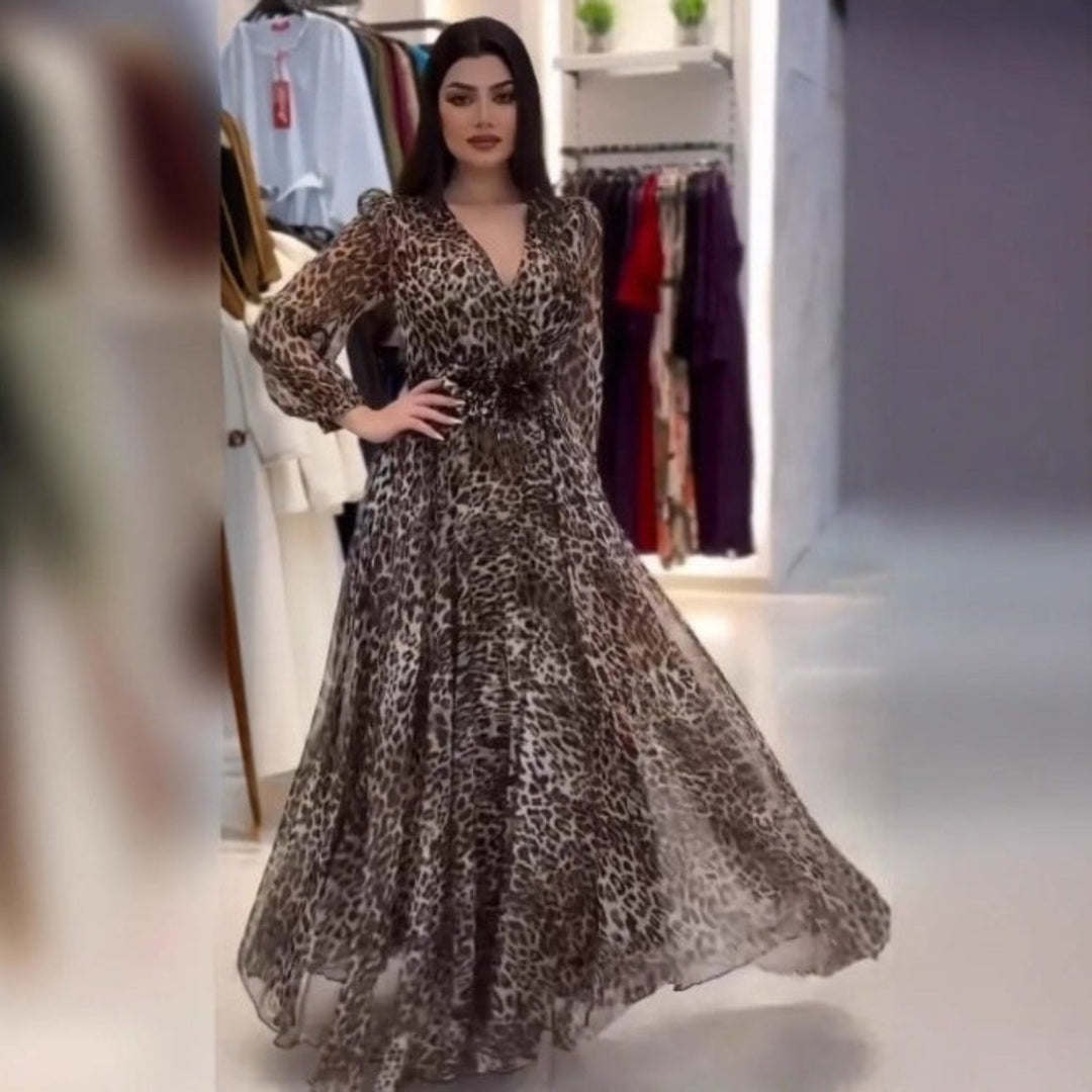Nalera - Elegant Mxi Kjole Med Leopard Udskriv