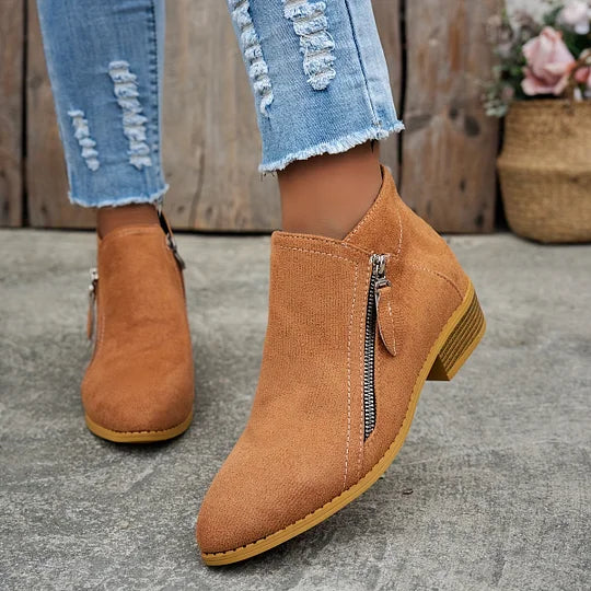 Farah - Ortopædiske Læderankelstøvler Med Lynlås