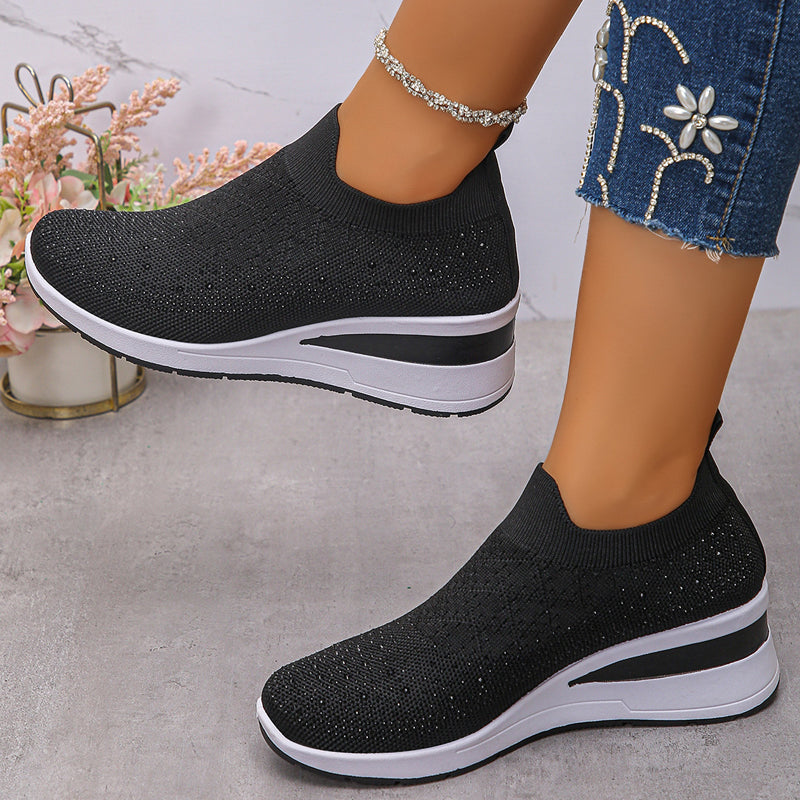 Loretha - Ortopædiske Kile Sneakers Med Net Krystal