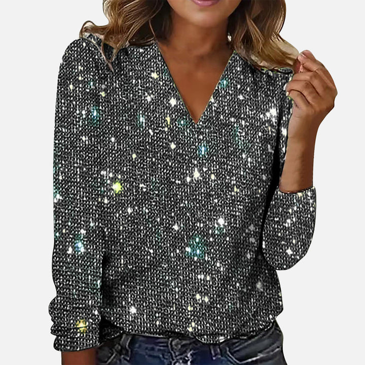 Yinthe - Bluse Med V-Hals Og Diamanter