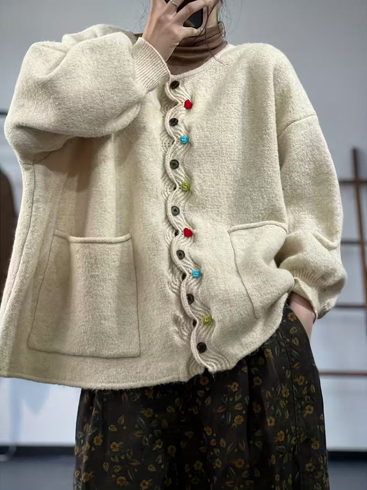 Kynza - Overdimensioneret Kardigan Med Farverige Knapper Foran