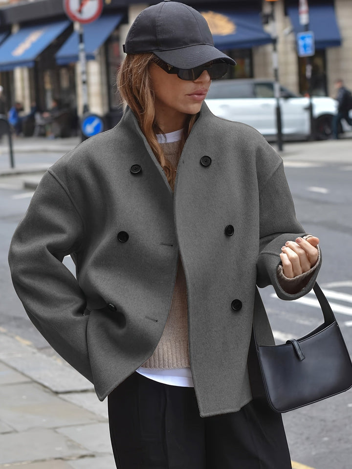 Deanne - Elegant Dobbeltradet Beige Frakke