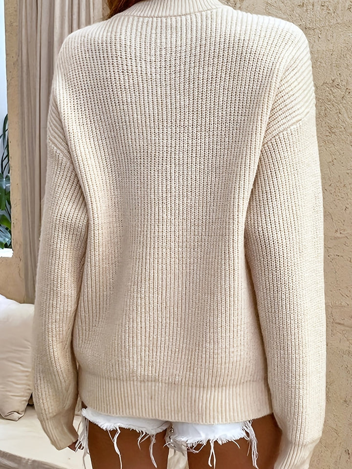 Zeline - Knap Op Sweater Med Lange ærmer
