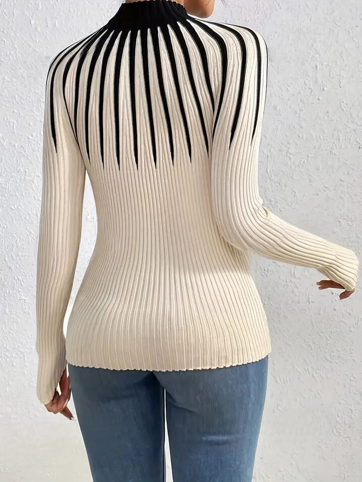 Maider - Elegant Langærmet Sweater Med Høj Hals