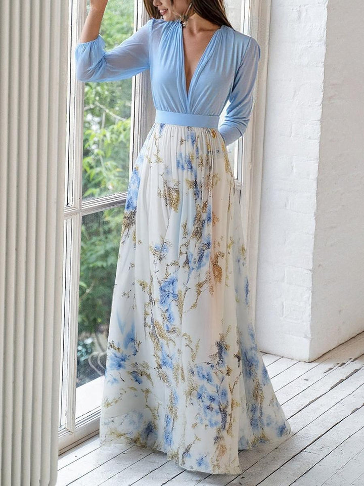 Jewel - Lang Kjole Med Blomster Udskriv