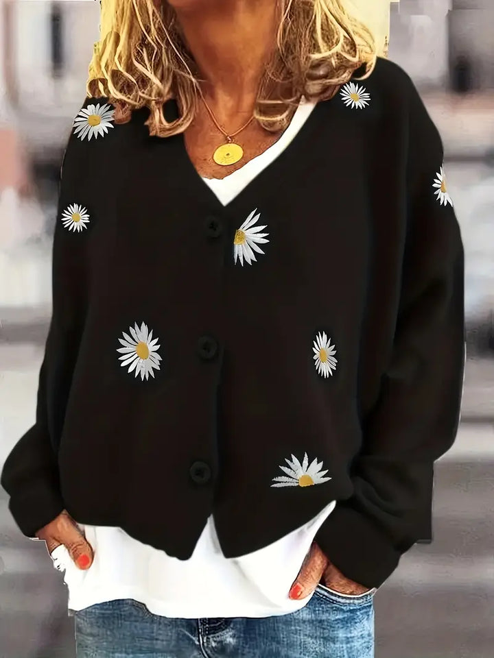 Korina - Elegant Langærmet Cardigan Med Knapper