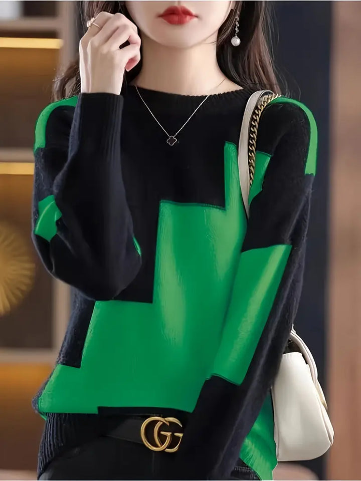 Gala - Elegant Langærmet Trøje Med Geometrisk Mønster