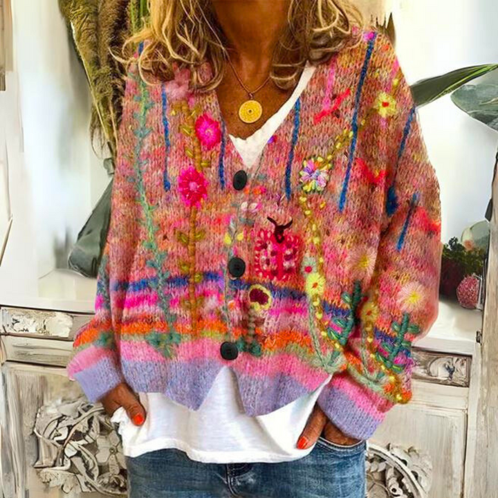 Evonna – Hyggelig og Farverig Strikket Sweater