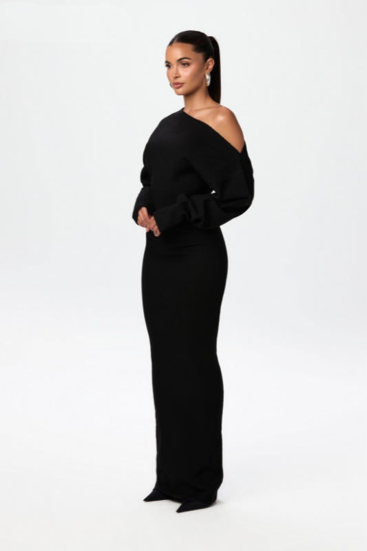 Trina - Skulderfri Sweater Kjole