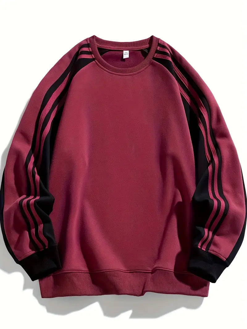 Maddox - Sweatshirt Med Stribede ærmer Og Rund Hals