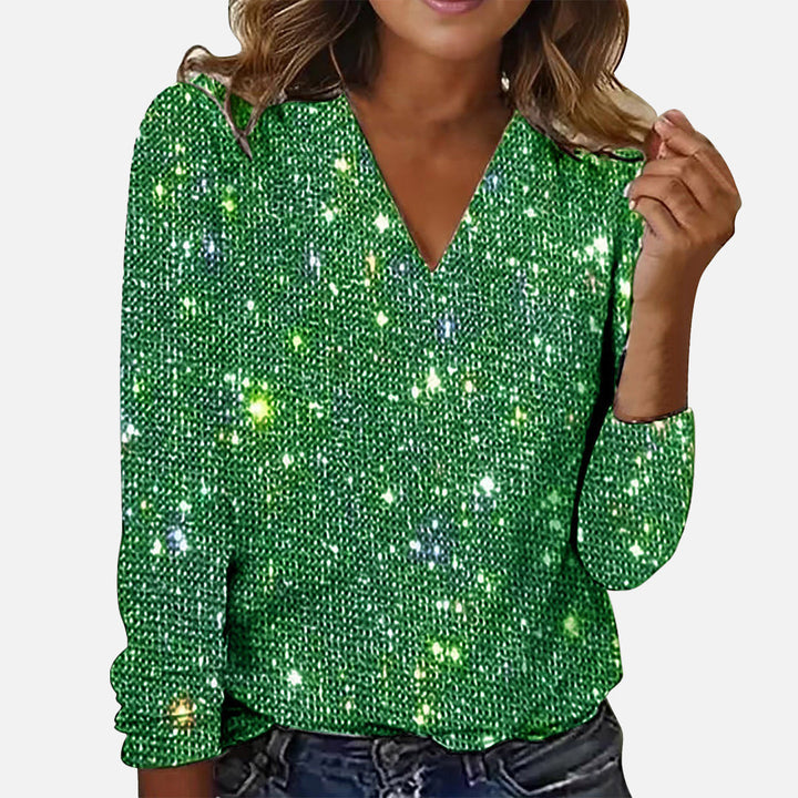 Yinthe - Bluse Med V-Hals Og Diamanter