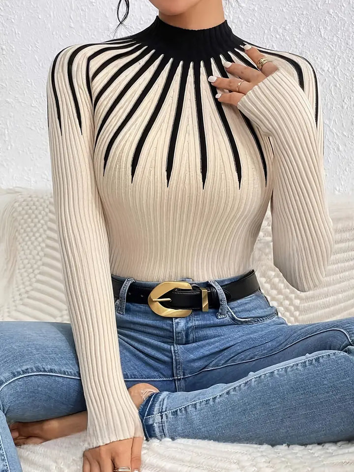 Maider - Elegant Langærmet Sweater Med Høj Hals