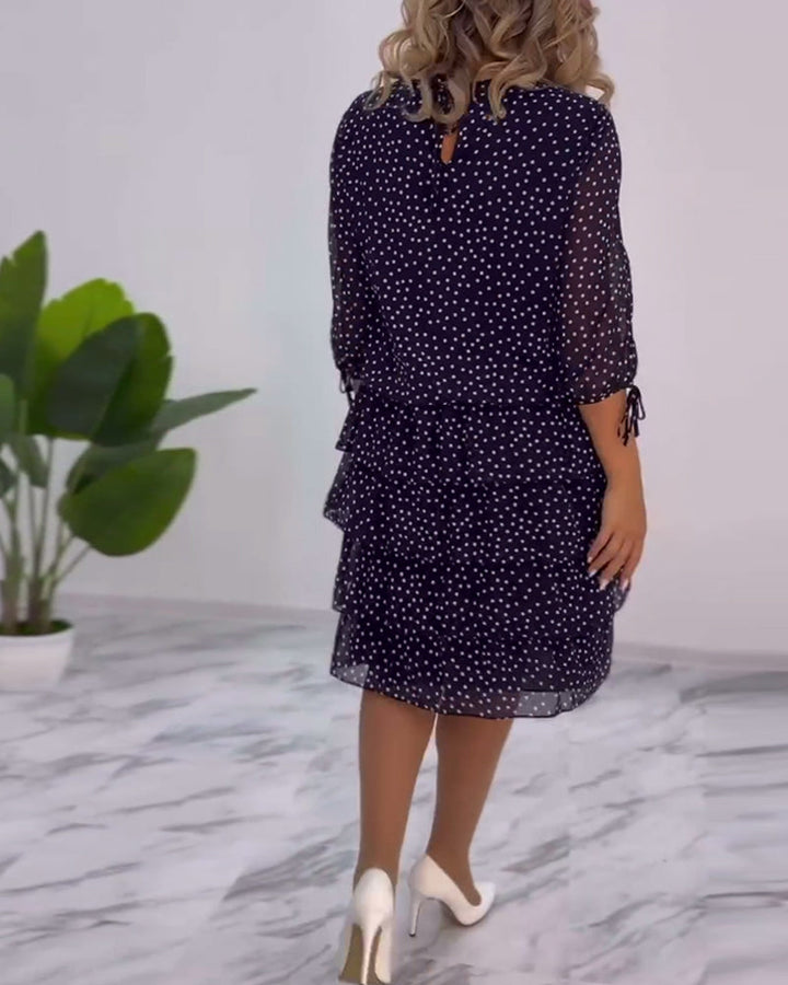 Eralyn - Polka Kjole Med Flæser Og Slidsede ærmer