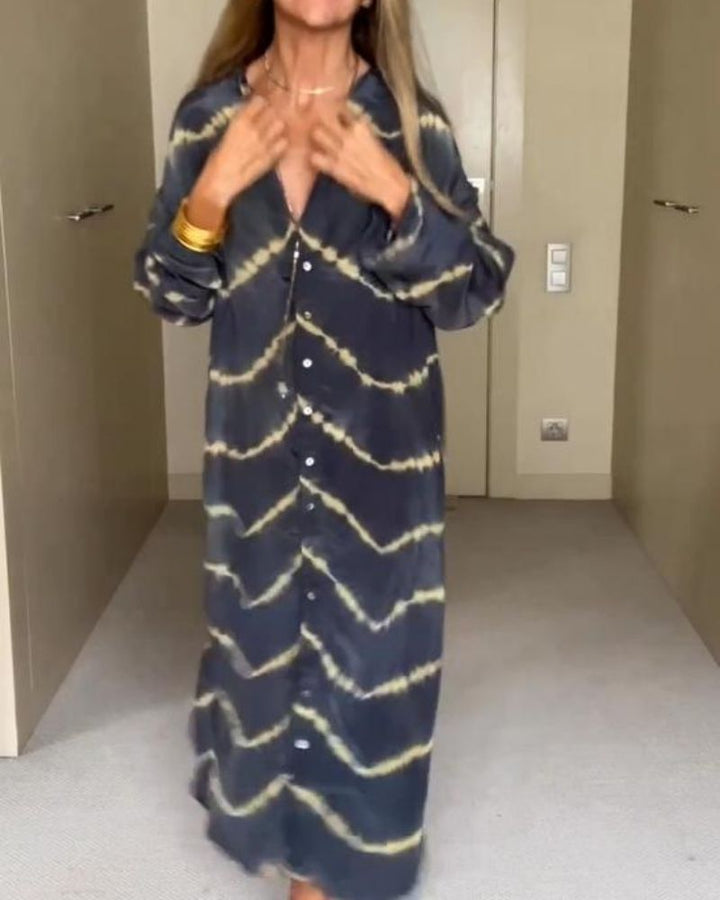 Suchitra - Boho Kjole Med Lange ærmer Og Striber