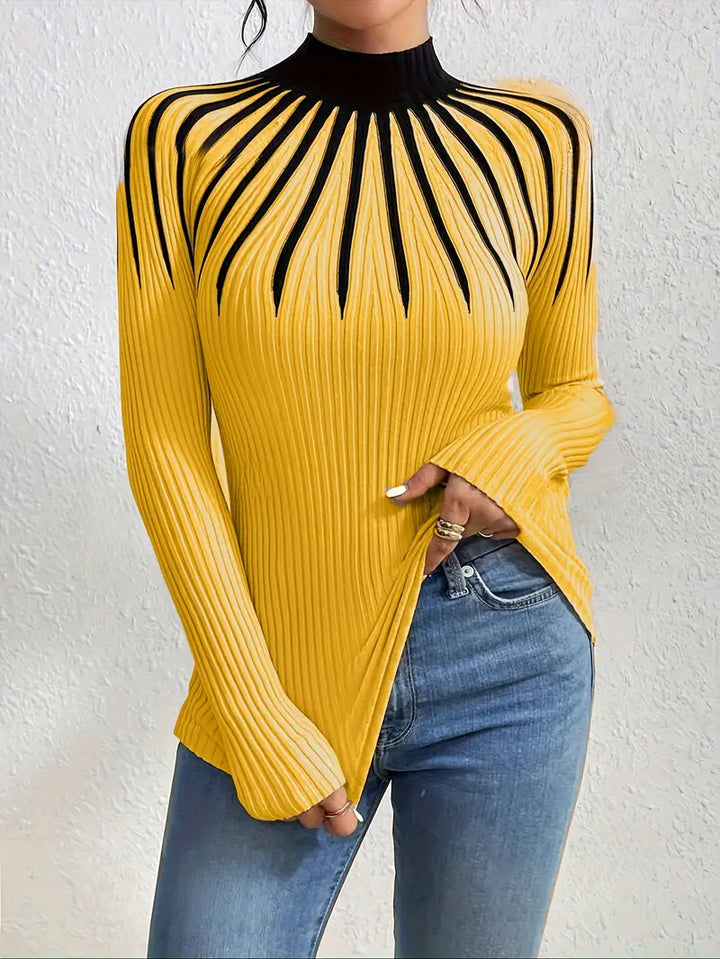Maider - Elegant Langærmet Sweater Med Høj Hals