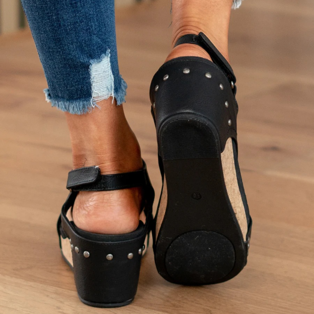 Makrina - Komfortable Sandaler Med Kilehæl