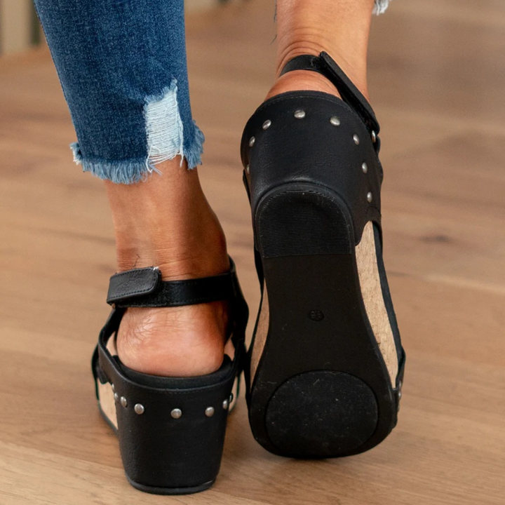 Makrina - Komfortable Sandaler Med Kilehæl