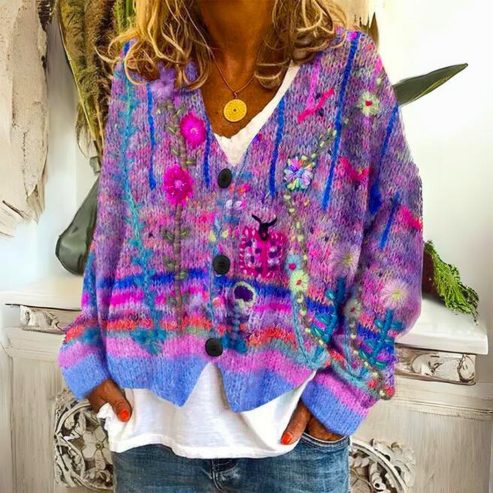Evonna – Hyggelig og Farverig Strikket Sweater